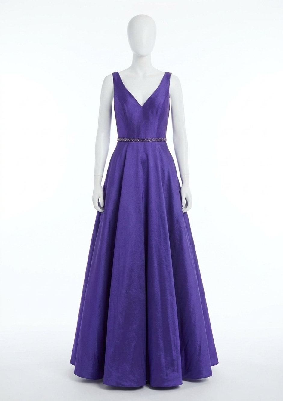 NEW CLARISSE v-neck fitted ball gown in purple